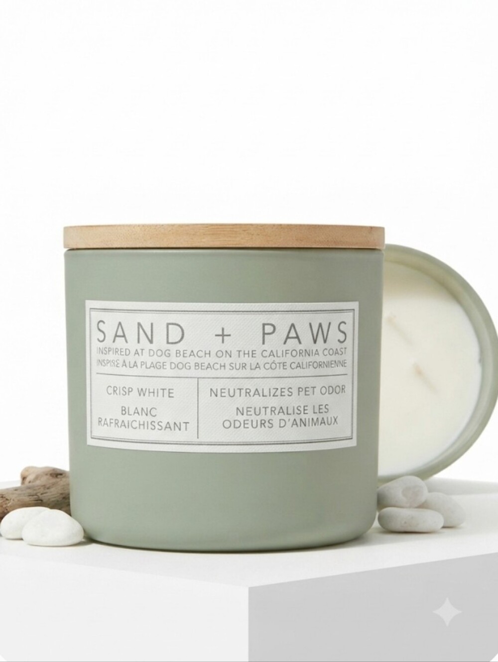 Sand + Paws Crisp White Pet Odor Neutralizing Candle - Sage